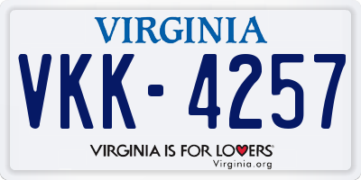 VA license plate VKK4257