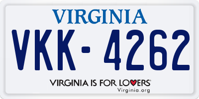 VA license plate VKK4262