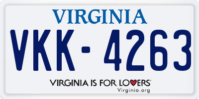 VA license plate VKK4263