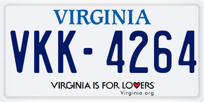 VA license plate VKK4264