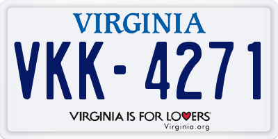 VA license plate VKK4271