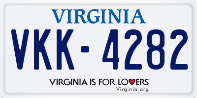 VA license plate VKK4282