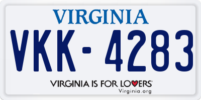 VA license plate VKK4283