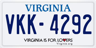 VA license plate VKK4292