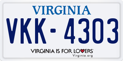 VA license plate VKK4303