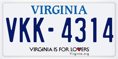 VA license plate VKK4314