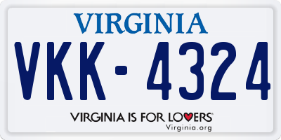 VA license plate VKK4324