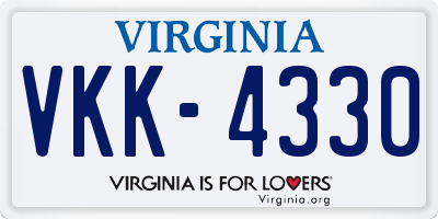 VA license plate VKK4330