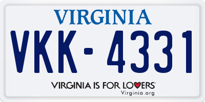 VA license plate VKK4331