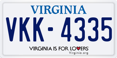 VA license plate VKK4335