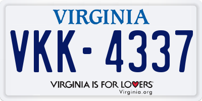 VA license plate VKK4337