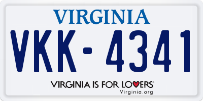 VA license plate VKK4341
