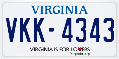 VA license plate VKK4343
