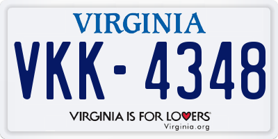 VA license plate VKK4348
