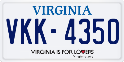 VA license plate VKK4350