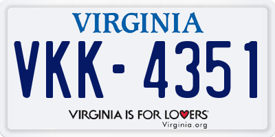 VA license plate VKK4351