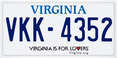 VA license plate VKK4352