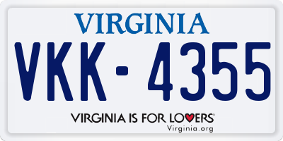 VA license plate VKK4355