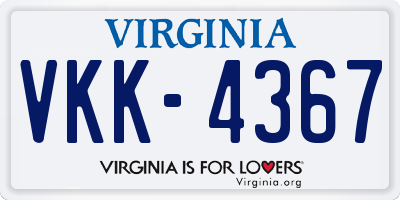 VA license plate VKK4367