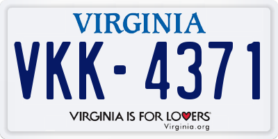 VA license plate VKK4371