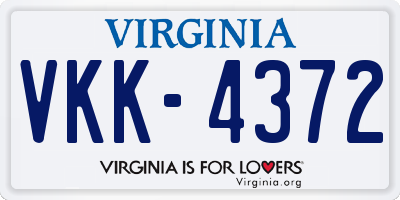 VA license plate VKK4372