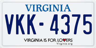 VA license plate VKK4375
