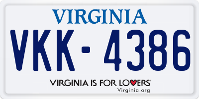 VA license plate VKK4386