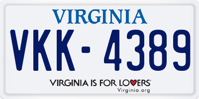 VA license plate VKK4389