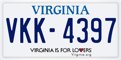 VA license plate VKK4397