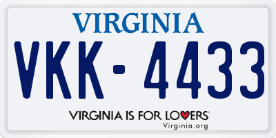 VA license plate VKK4433