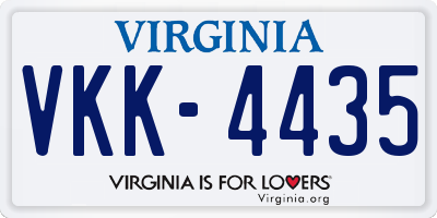 VA license plate VKK4435