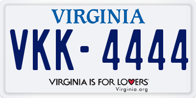 VA license plate VKK4444