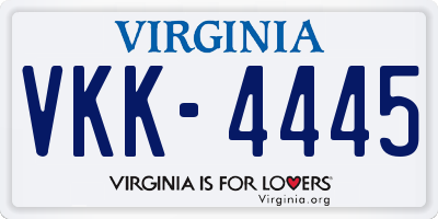VA license plate VKK4445