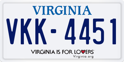 VA license plate VKK4451