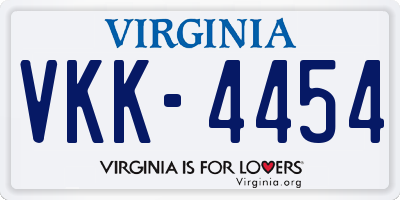 VA license plate VKK4454