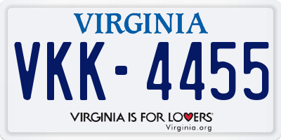VA license plate VKK4455