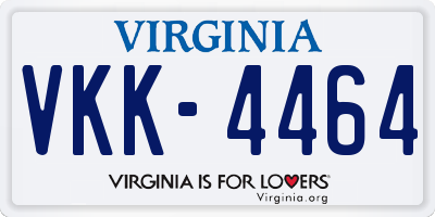 VA license plate VKK4464