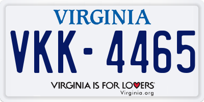 VA license plate VKK4465