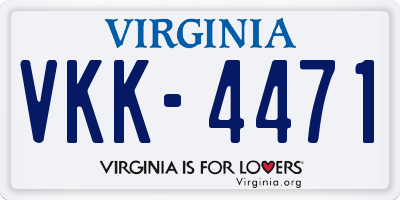VA license plate VKK4471