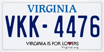 VA license plate VKK4476