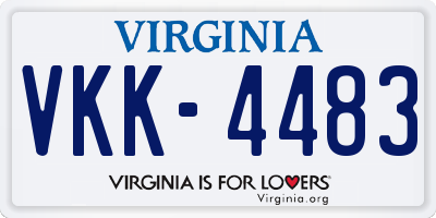 VA license plate VKK4483