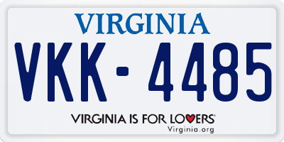 VA license plate VKK4485