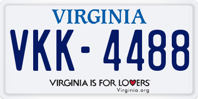 VA license plate VKK4488