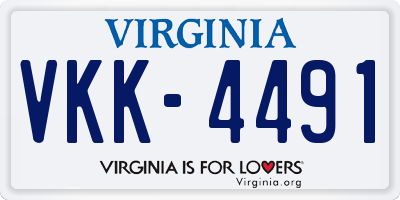 VA license plate VKK4491