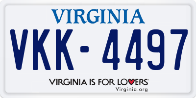 VA license plate VKK4497