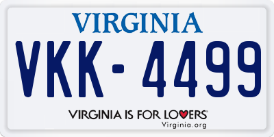 VA license plate VKK4499