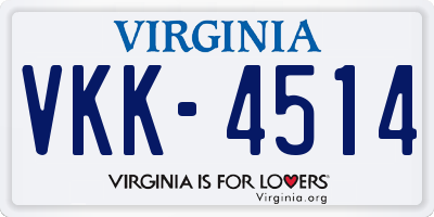 VA license plate VKK4514