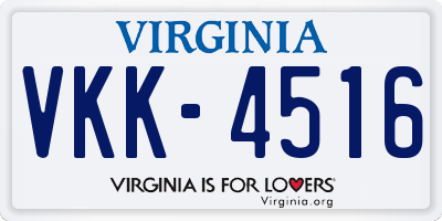 VA license plate VKK4516