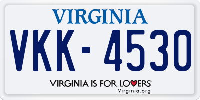 VA license plate VKK4530