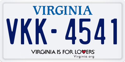 VA license plate VKK4541